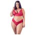 Cottelli Plus Size - mekani čipkasti grudnjak set (crveni)