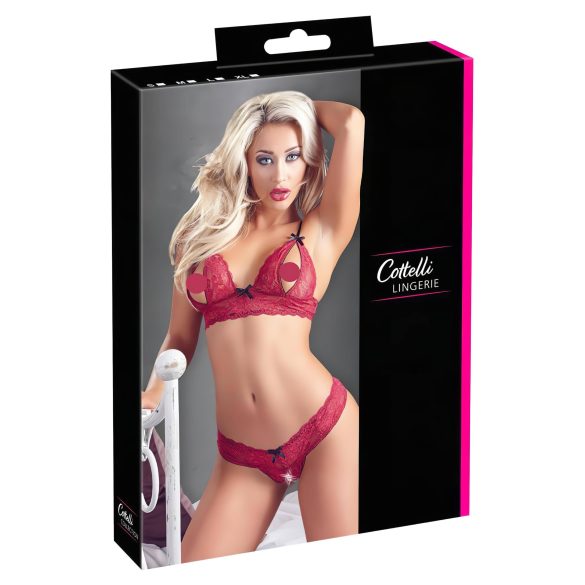 Cottelli - Zavodljivi čipkasti grudnjak set (crveni)