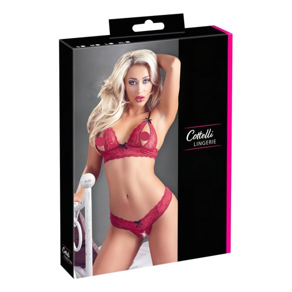 Cottelli - Zavodljivi čipkasti grudnjak set (crveni)