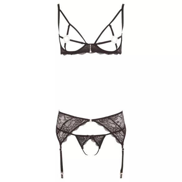 Abierta Fina - sjajna čipkasta čarolija - komplet grudnjaka (crni)