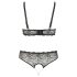 Cottelli Plus Size - Set grudnjaka s perlicama (crna) - XL