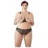 Cottelli Plus Size - set grudnjaka s perlicama - crna - 2XL