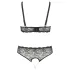 Cottelli Plus Size - set grudnjaka s perlicama - crna - 2XL