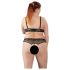 Cottelli Plus Size - Set grudnjaka s perlicama (crna) - 3XL