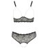 Cottelli Plus Size - Set grudnjaka s perlicama (crna) - 3XL