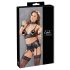 Cottelli Bondage - sjajni čipkasti set donjeg rublja (4 kom.) - M