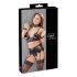 Cottelli Bondage - sjajni čipkasti set donjeg rublja (4 kom.) - M