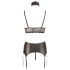 Cottelli Bondage - sjajni čipkasti set donjeg rublja (4 kom.) - XL