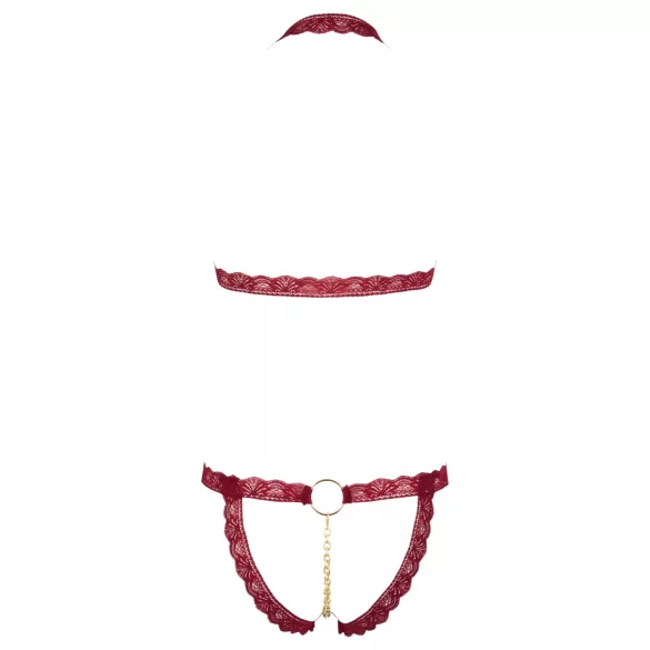 Cottelli - set otvorenog grudnjaka s metalnim prstenovima - crvena