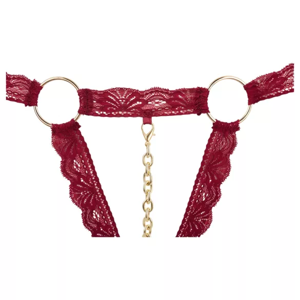 Cottelli - set otvorenog grudnjaka s metalnim prstenovima - crvena - M/L