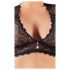 Cottelli Plus Size - set crnog čipkastog donjeg rublja s kristalima