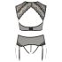 Cottelli Plus Size - set crnog čipkastog donjeg rublja s kristalima