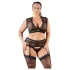 Cottelli Plus Size - seksi komplet donjeg rublja sa čipkom i strass detaljima - XL