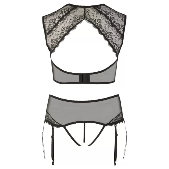 Cottelli Plus Size - seksi komplet donjeg rublja sa čipkom i strass detaljima - 2XL