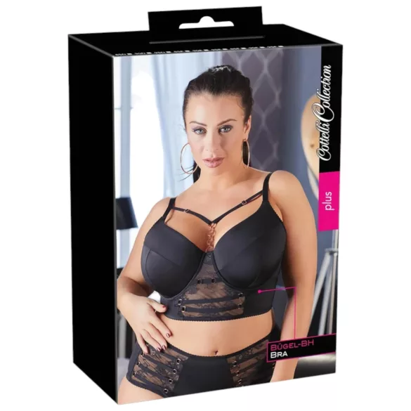 Cottelli Plus Size - grudnjak s čipkom i naramenicama (crni) - 85E