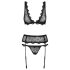 Obsessive Emperita - set donjeg rublja s finim vezom (crna)