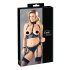 Cottelli Bondage - sjajni grudnjak set s lisicama (crna)