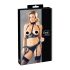 Cottelli Bondage - sjajni grudnjak set s lisicama (crna)