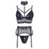 Cottelli Bondage - čipkasti set s lisicama (crni)