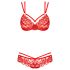 Obsessive 860-SET-3 - ružičasti čipkasti grudnjak set (crveni)