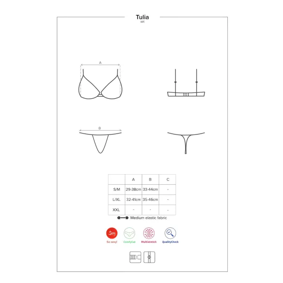 Obsessive - čipkasti komplet donjeg rublja - crno-ružičasta