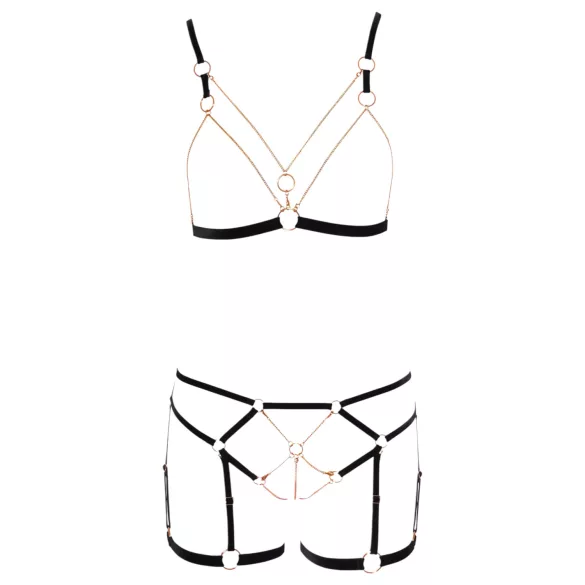 Cottelli - lančani ukrasni body harness - 2-dijelni - crna - M