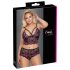 Cottelli Plus Size - cvjetni grudnjak set (crna-ljubičasta)