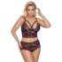 Cottelli Plus Size - cvjetni set grudnjaka (crno-ljubičasti)
