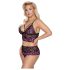 Cottelli Plus Size - cvjetni set grudnjaka (crno-ljubičasti)