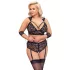 Cottelli Bondage Plus Size - čipkasti grudnjak set (crna) - 4XL