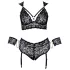 Cottelli Bondage Plus Size - čipkasti grudnjak set (crna) - 4XL