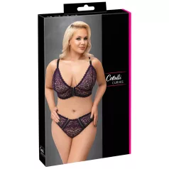   Cottelli Plus Size - prozirni uzorak grudnjak set (ljubičasta)