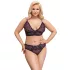 Cottelli Plus Size - prozirni uzorak grudnjak set (ljubičasta) - 2XL