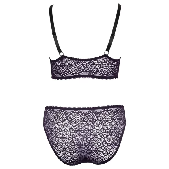 Cottelli Plus Size - prozirni uzorak grudnjak set (ljubičasta) - 2XL