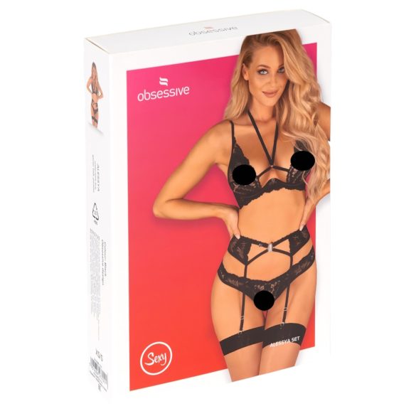 Obsessive Alessya - čipkasti donji rublje set (crno)