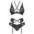 Obsessive Alessya - čipkasti donji rublje set (crno) - M/L