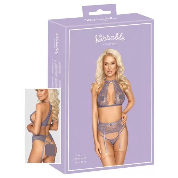 Kissable - čipkasti komplet donjeg rublja (ljubičasti) - L/XL