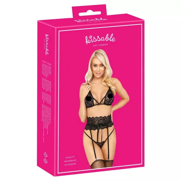 Kissable - set grudnjaka s remenom (crno)