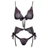 Kissable - pink-ljubičasti vezeni grudnjak set (crni) - L/XL