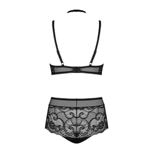 Obsessive Elizenes - uzorkovani, prozirni grudnjak set (crna)