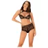 Obsessive Elizenes - uzorkovani, prozirni grudnjak set (crna) - L/XL