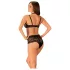 Obsessive Elizenes - uzorkovani, prozirni grudnjak set (crna) - L/XL