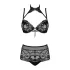 Obsessive Elizenes - uzorkovani, prozirni grudnjak set (crna) - L/XL