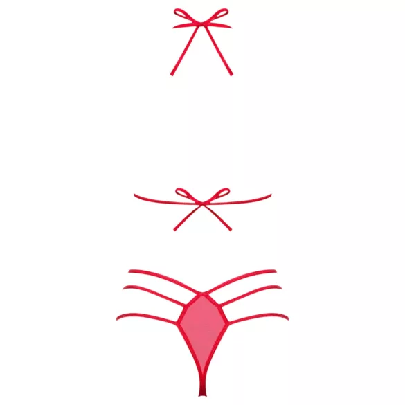 Obsessive - komplet erotskog rublja s mašnom - crvena