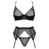 Obsessive Chemeris - grudnjak set s pojasom za čarape (crna) - M/L