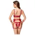 Cottelli Bondage sjajni grudnjak set i lisice (crveni) - M