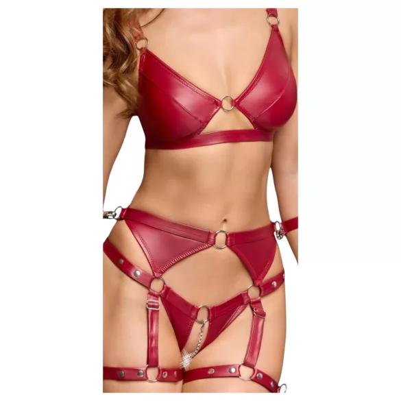 Cottelli Bondage sjajni grudnjak set i lisice (crveni) - M
