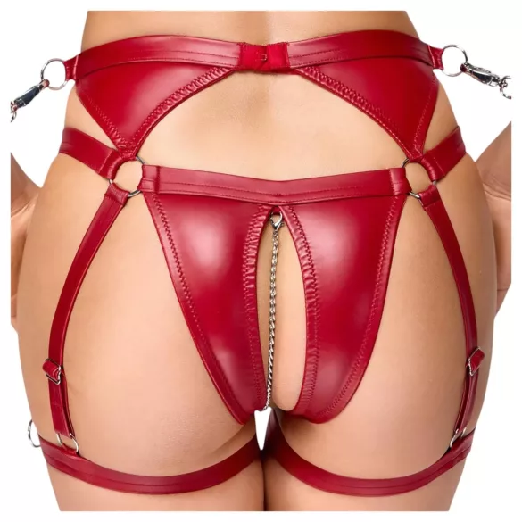 Cottelli Bondage sjajni grudnjak set i lisice (crveni) - M