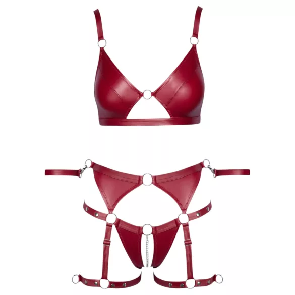 Cottelli Bondage sjajni grudnjak set i lisice (crveni) - L