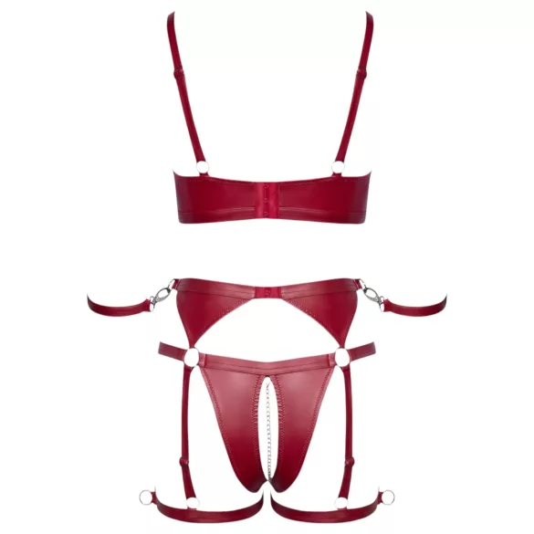 Cottelli Bondage sjajni grudnjak set i lisice (crveni) - L